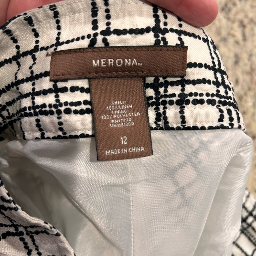 🌿Merona Skirt Womens Size 12 White Black Print - Picture 2 of 5